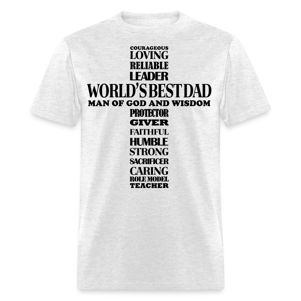 Best Dad T-Shirt Man of God and Wisdom Cross Color: light heather gray