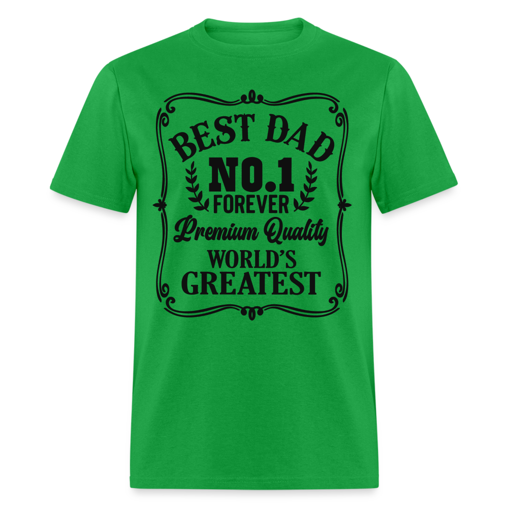 Best Dad T-Shirt (Premium Quality, World's Greatest) Color: bright green