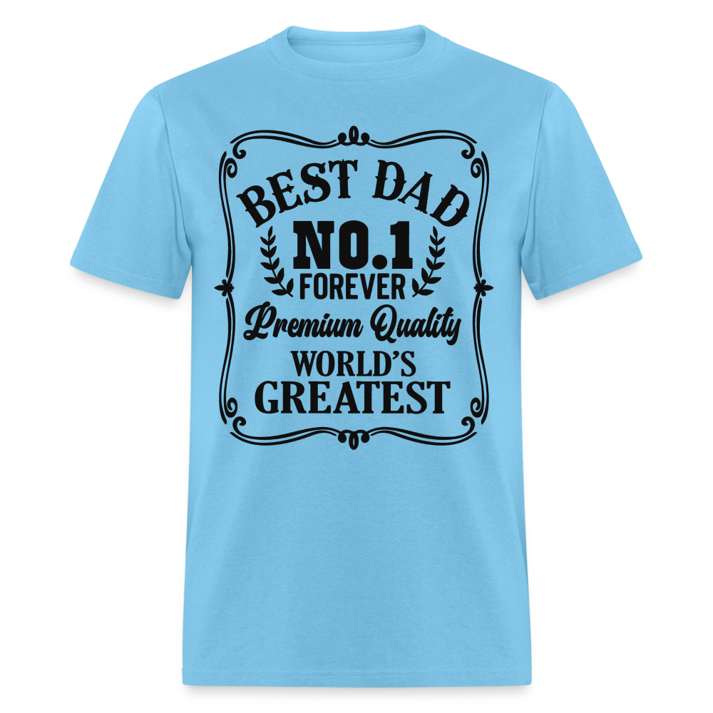 Best Dad T-Shirt (Premium Quality, World's Greatest) Color: aquatic blue