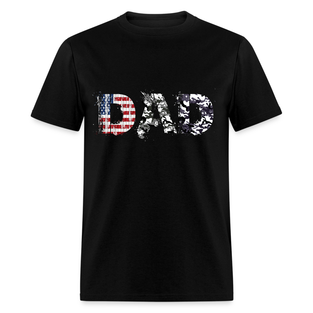 DAD T-Shirt US Flag & Camo (Patriotic Dad Tee) Color: black