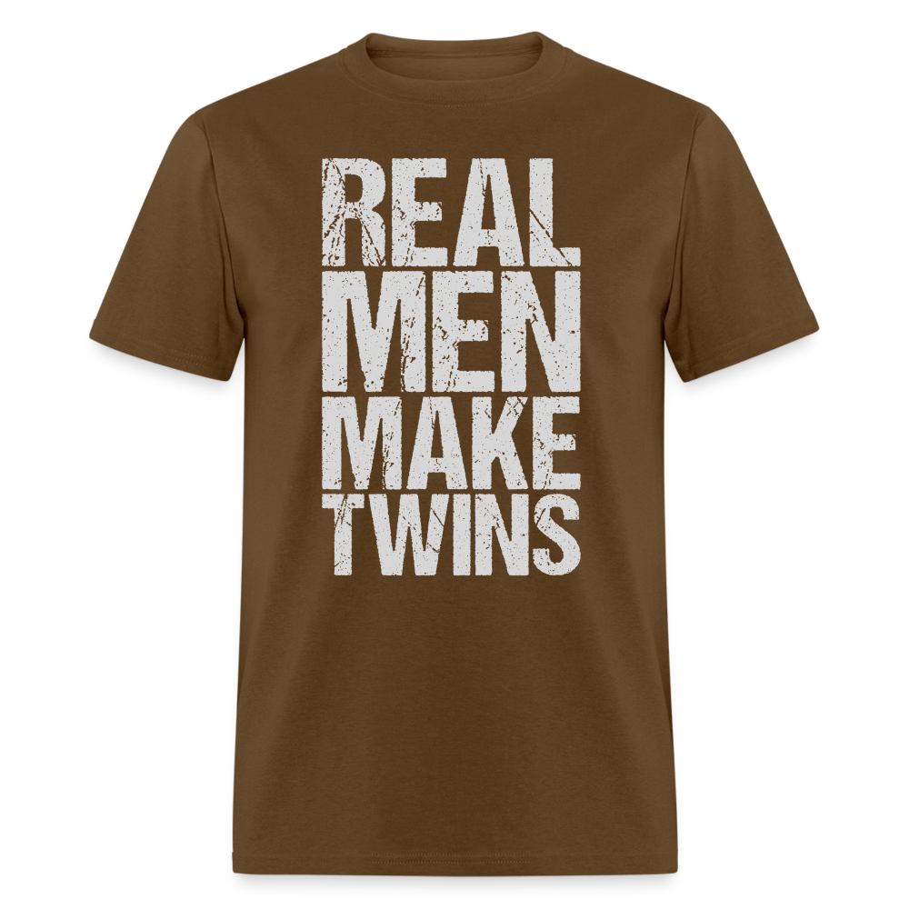 Real Men Make Twins T-Shirt (Dad of Twins Tee) Color: brown