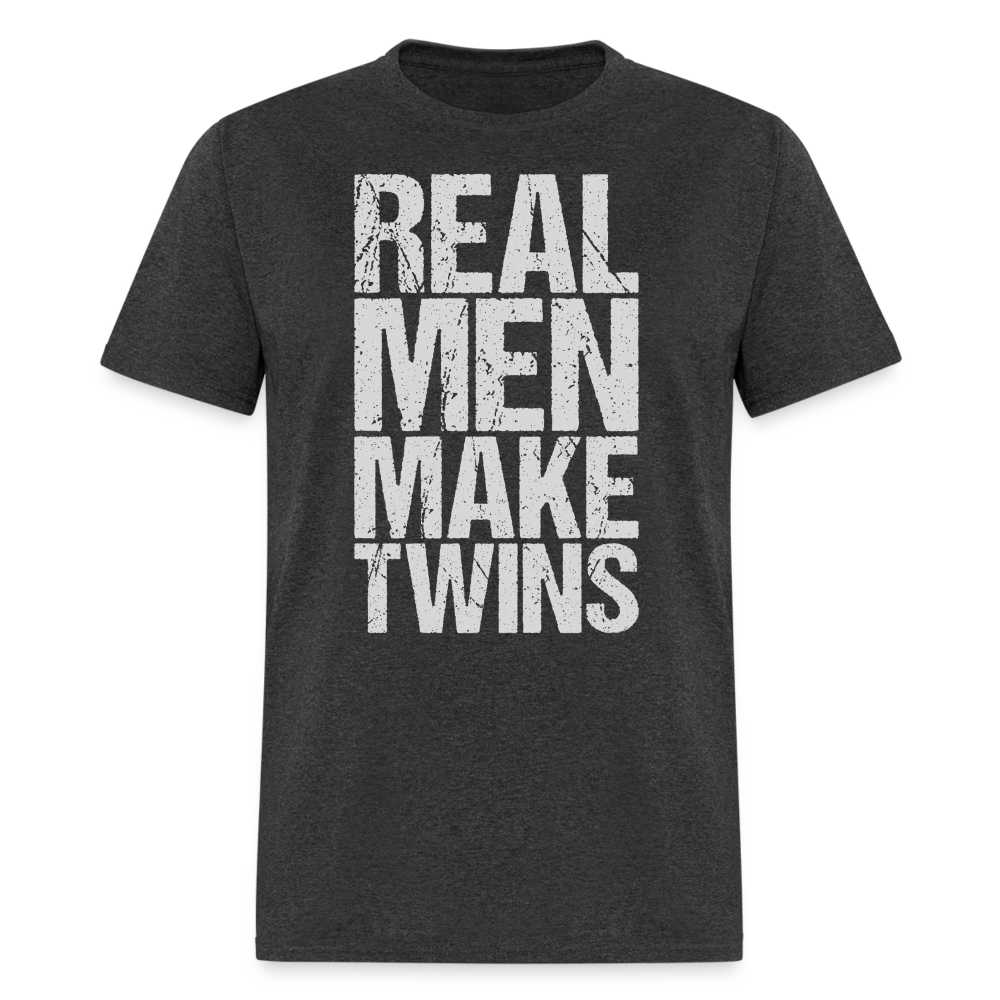 Real Men Make Twins T-Shirt (Dad of Twins Tee) Color: heather black