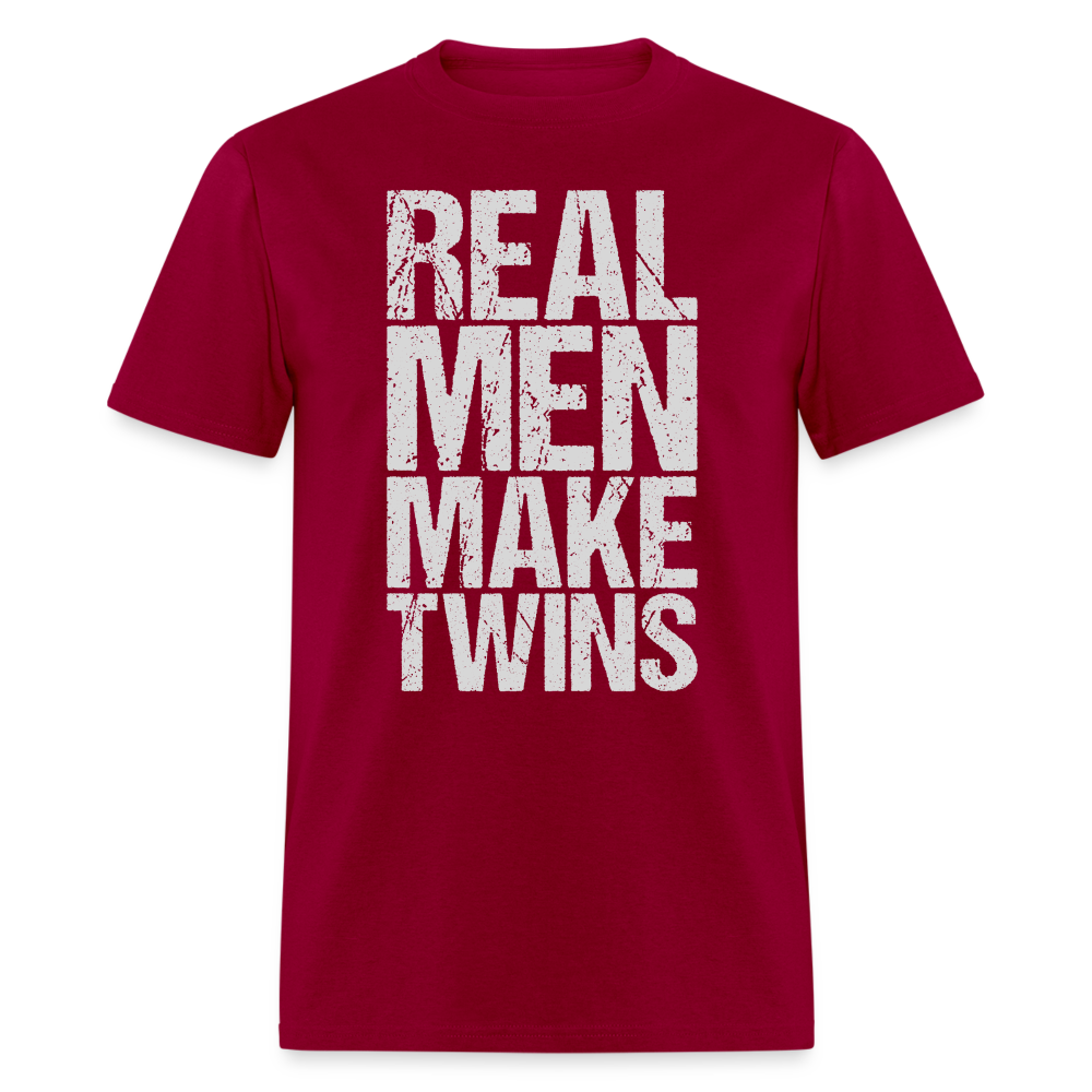 Real Men Make Twins T-Shirt (Dad of Twins Tee) Color: dark red