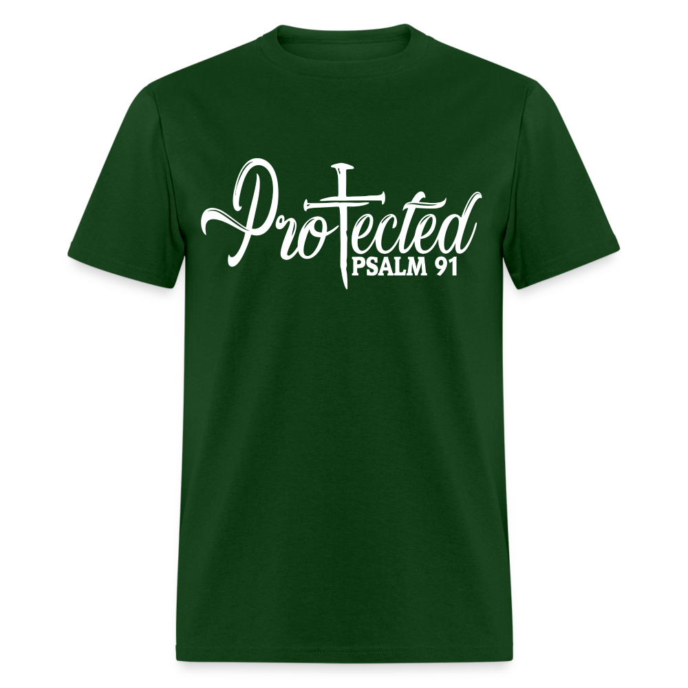Protected Cross T-Shirt (Psalm 91) Color: forest green