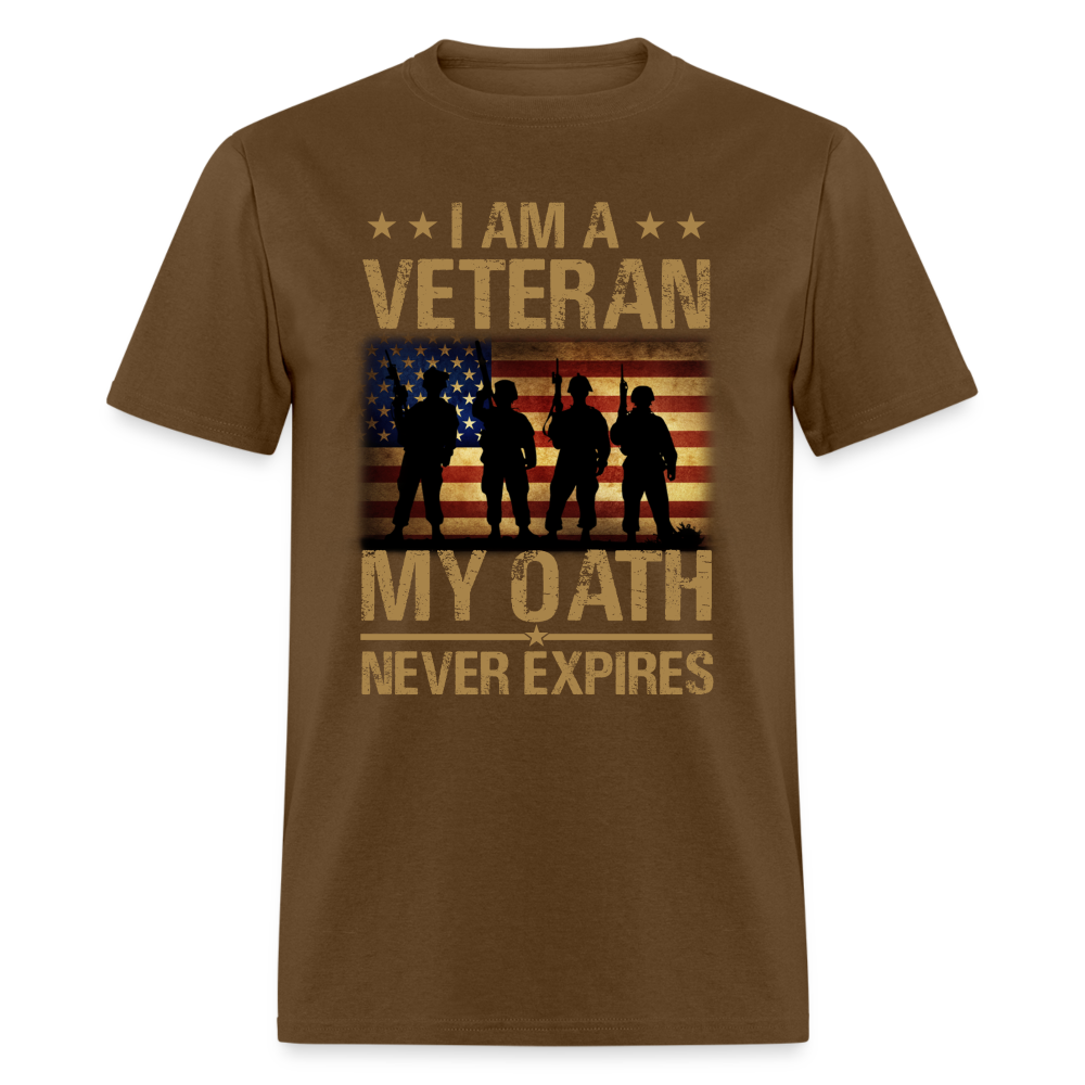 Veteran My Oath Never Expires T-Shirt Color: brown