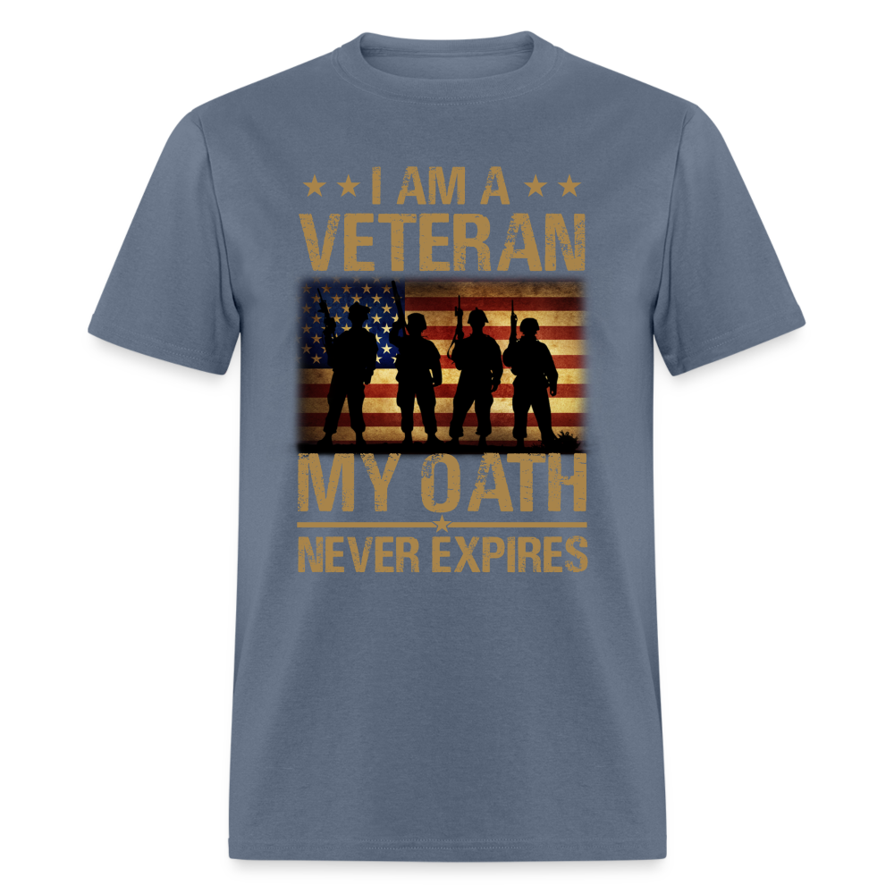 Veteran My Oath Never Expires T-Shirt Color: denim
