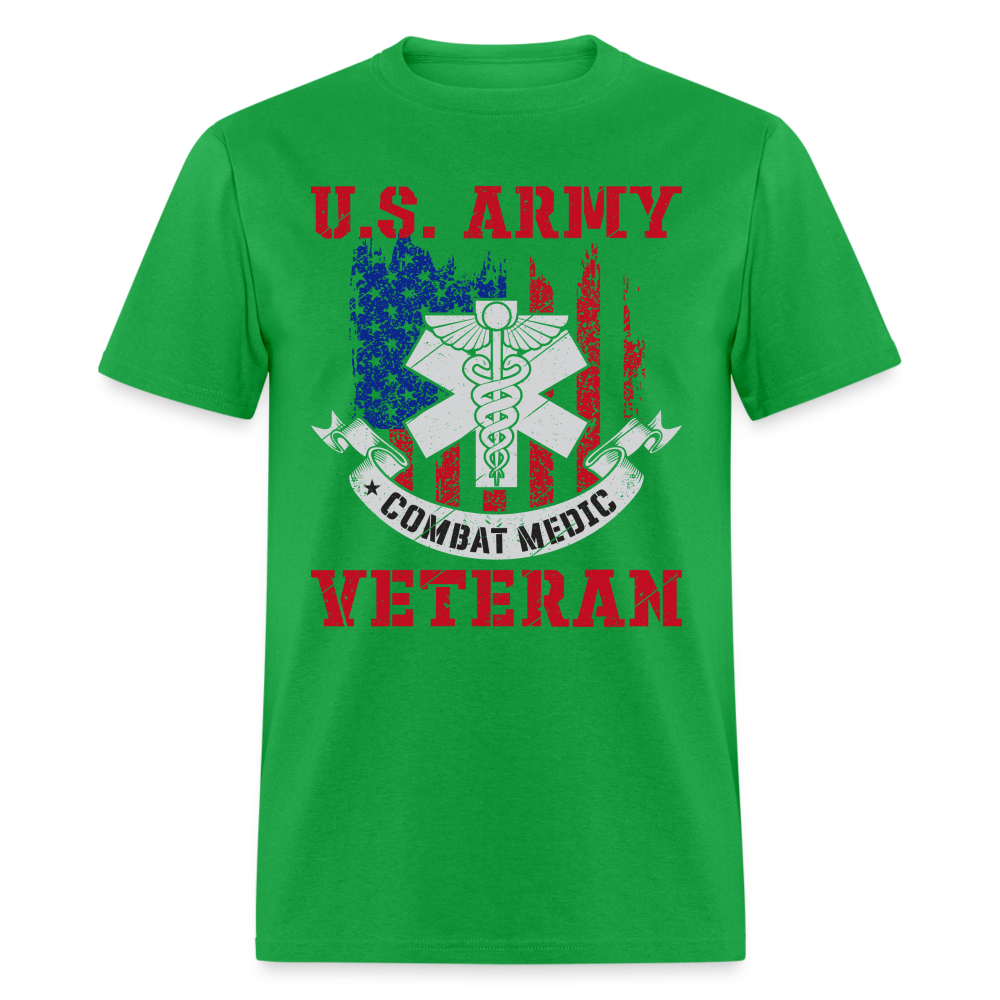 US Army Combat Medic Veteran T-Shirt Color: bright green