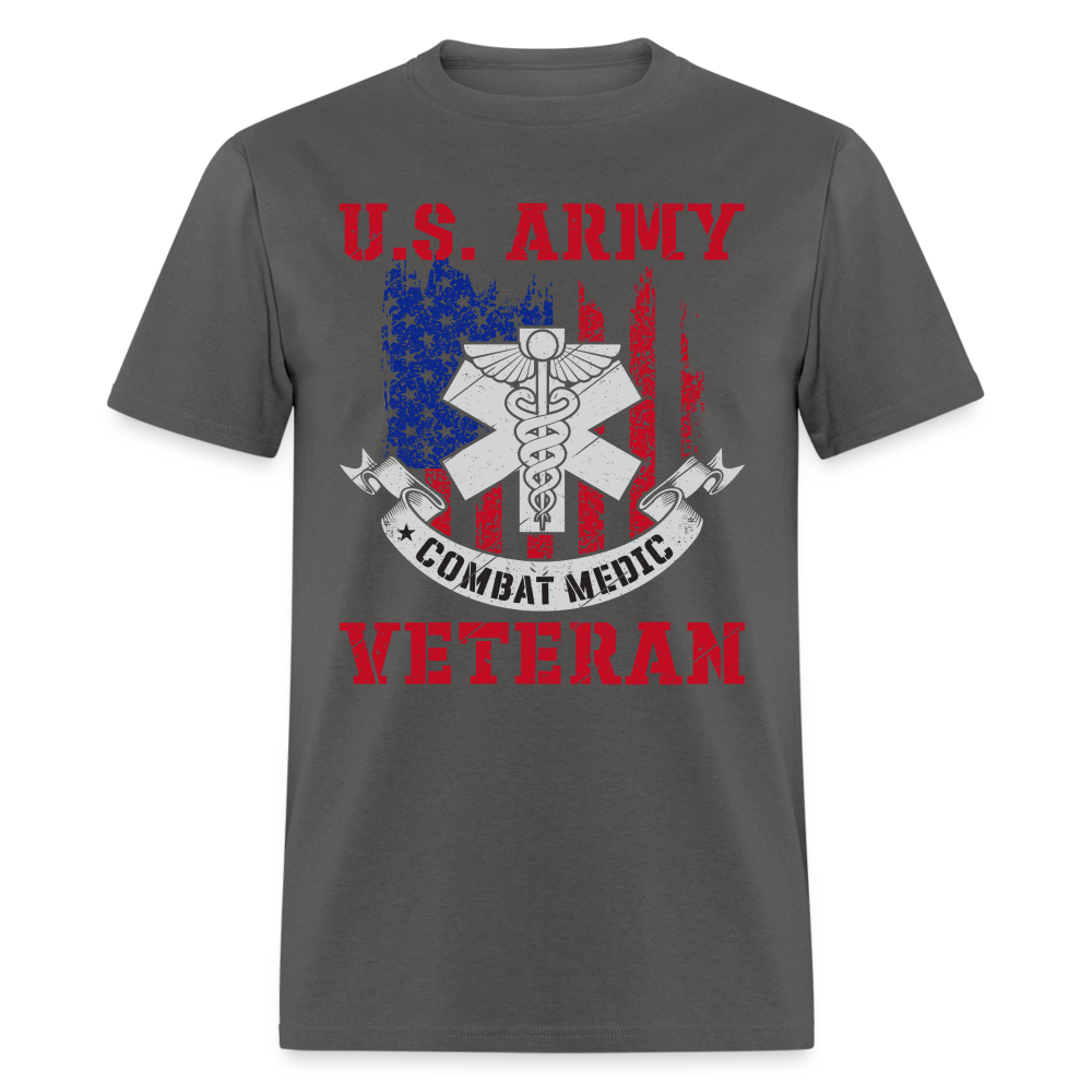 US Army Combat Medic Veteran T-Shirt Color: charcoal