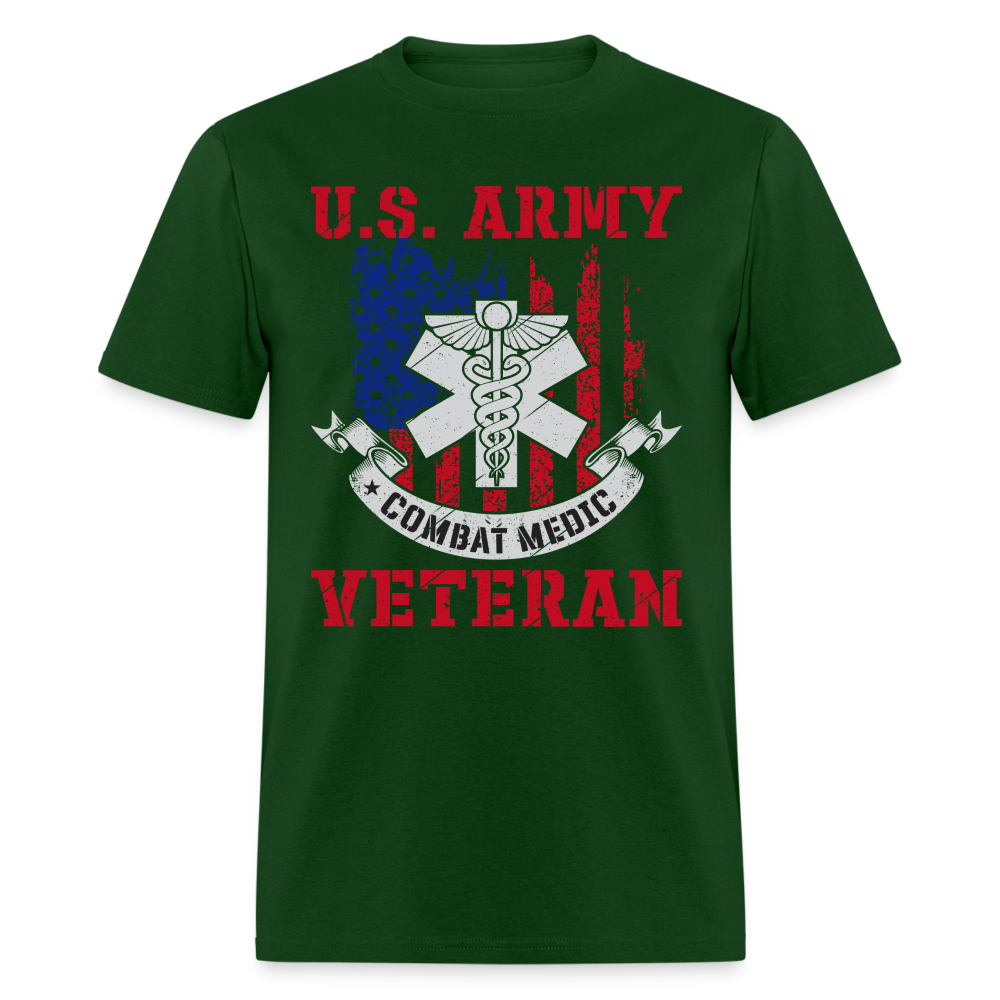 US Army Combat Medic Veteran T-Shirt Color: forest green