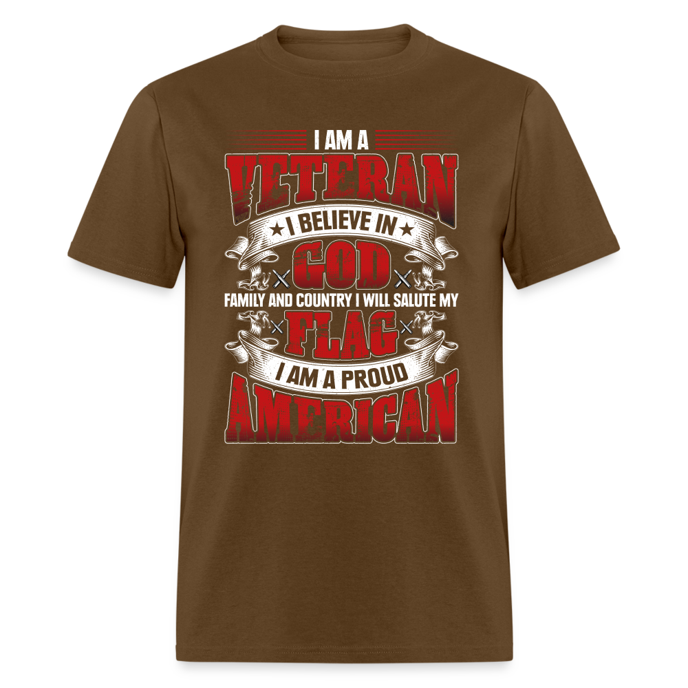 Proud Veteran T-Shirt (Patriotic) Color: brown