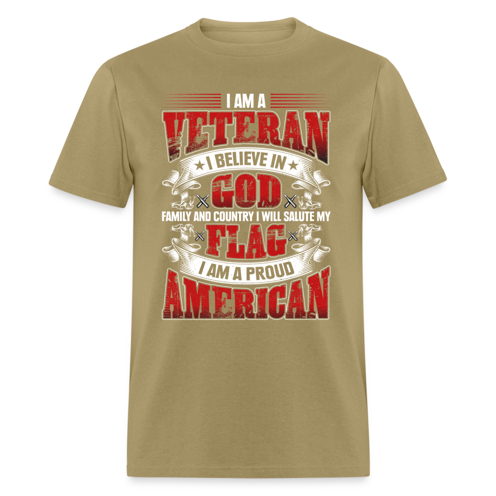 Proud Veteran T-Shirt (Patriotic) Color: khaki