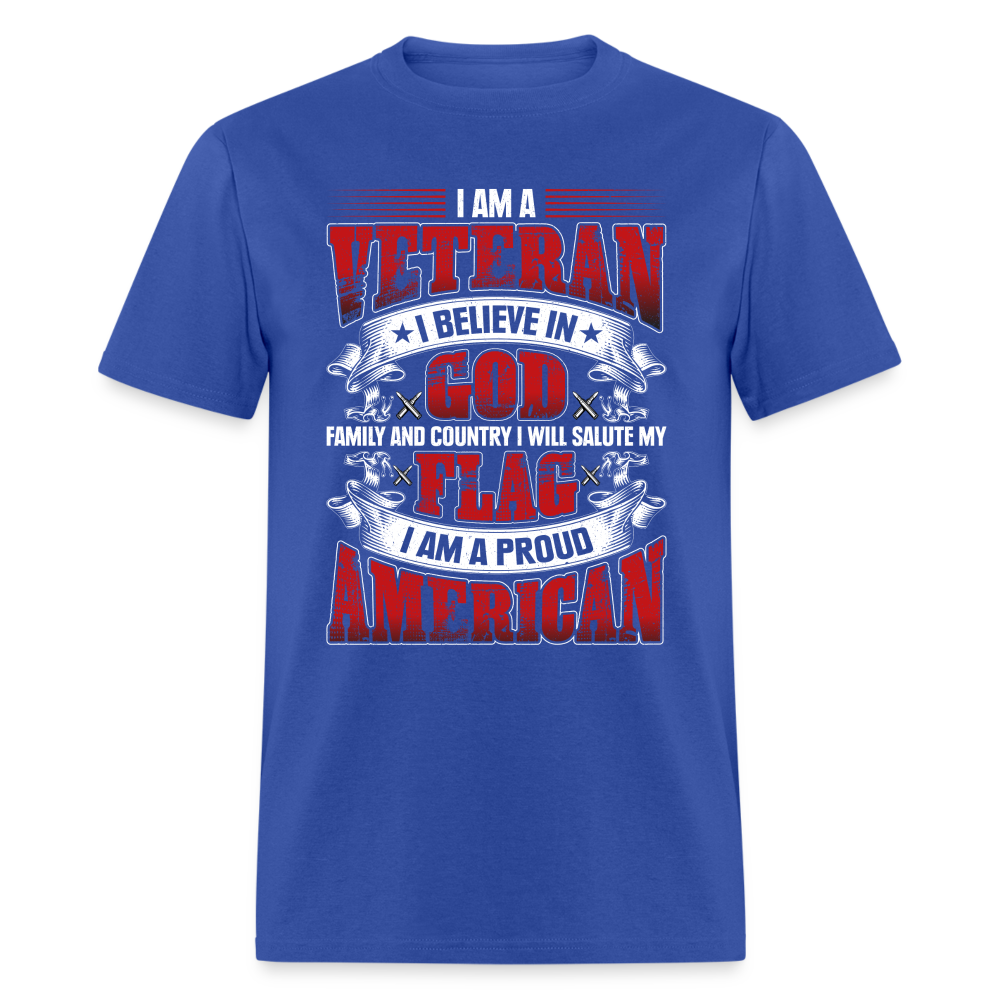 Proud Veteran T-Shirt (Patriotic) Color: royal blue