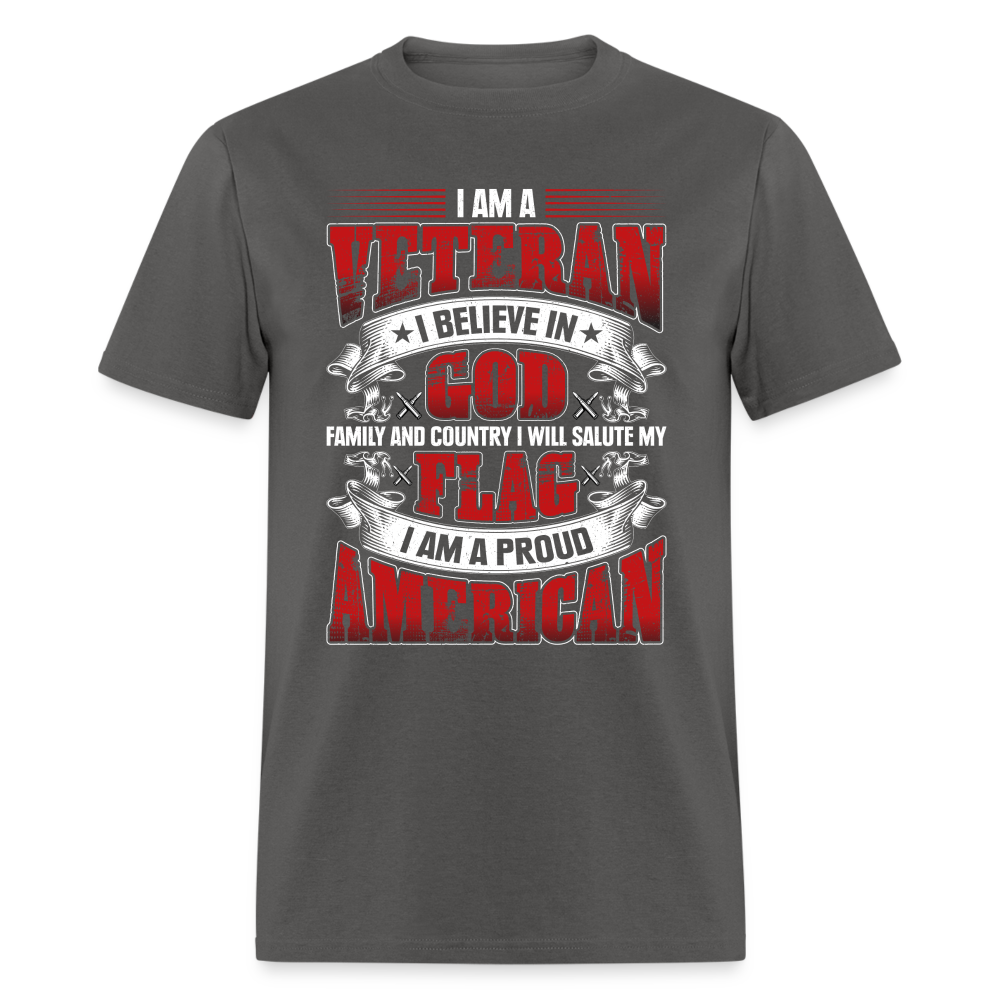 Proud Veteran T-Shirt (Patriotic) Color: charcoal