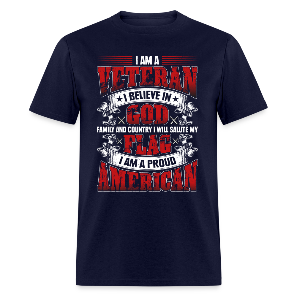 Proud Veteran T-Shirt (Patriotic) Color: navy