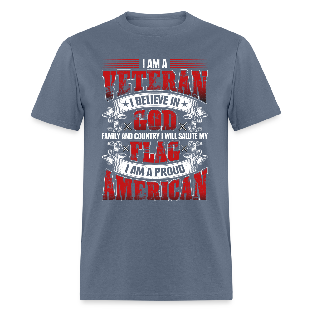 Proud Veteran T-Shirt (Patriotic) Color: denim