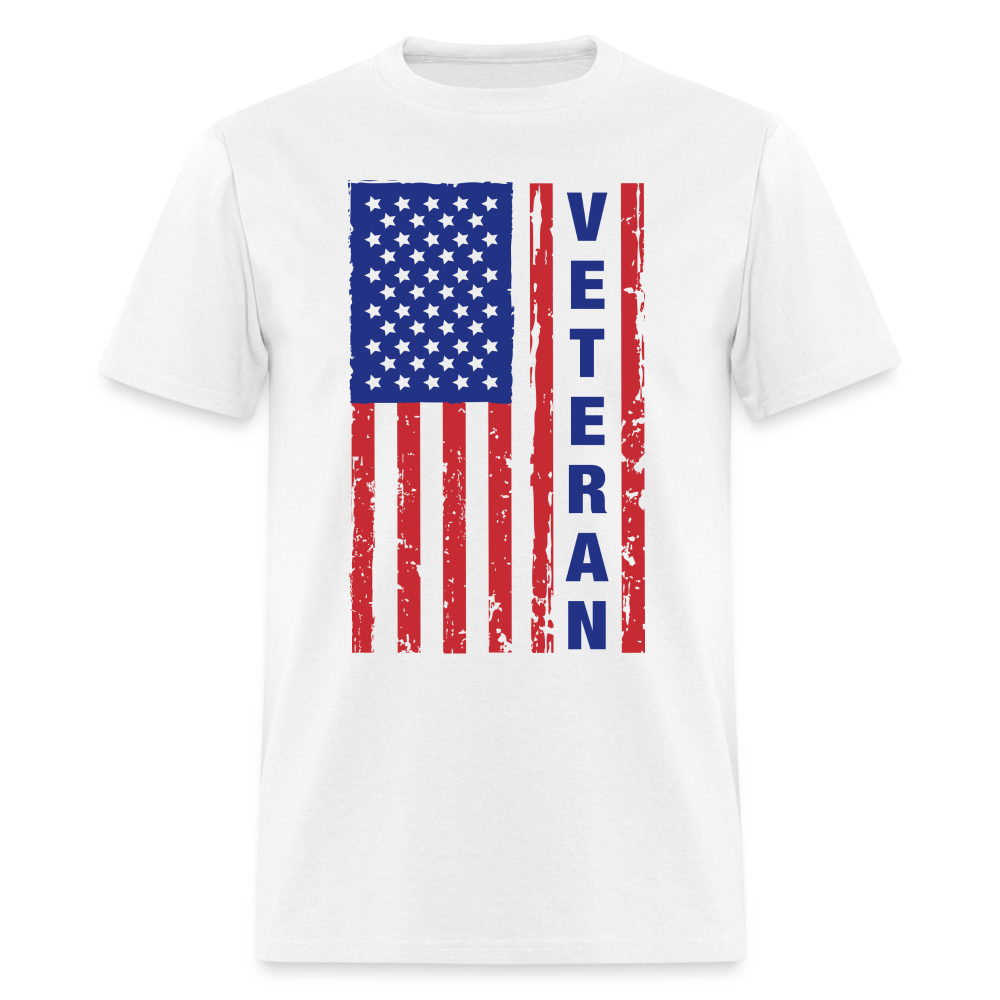 Veteran Flag (American Flag with words Veteran) T-Shirt Color: white