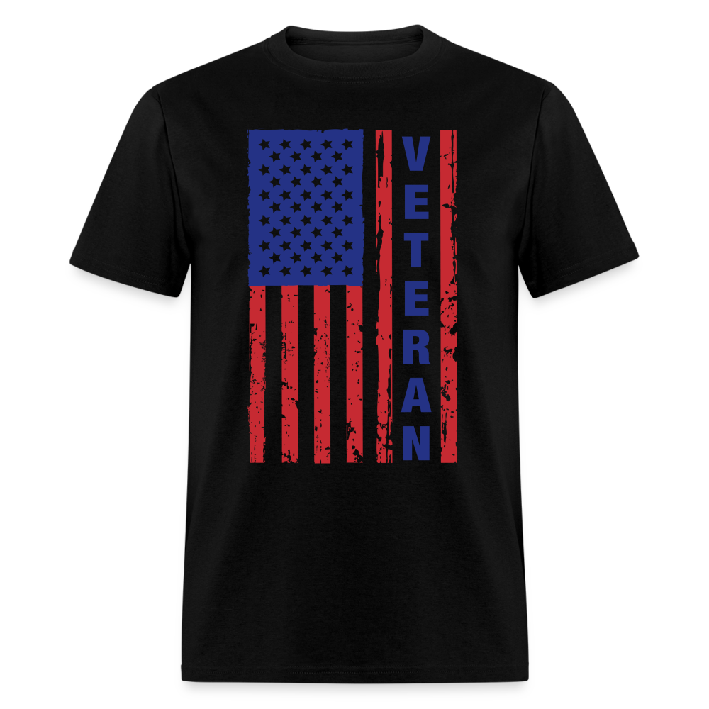 Veteran Flag (American Flag with words Veteran) T-Shirt Color: black