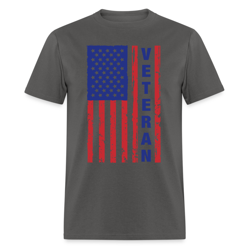 Veteran Flag (American Flag with words Veteran) T-Shirt Color: charcoal