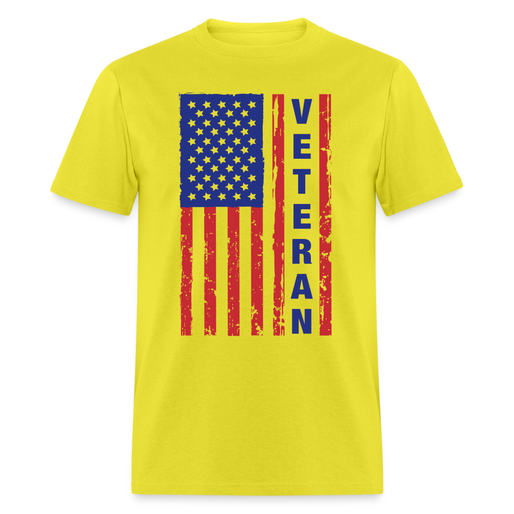 Veteran Flag (American Flag with words Veteran) T-Shirt Color: yellow
