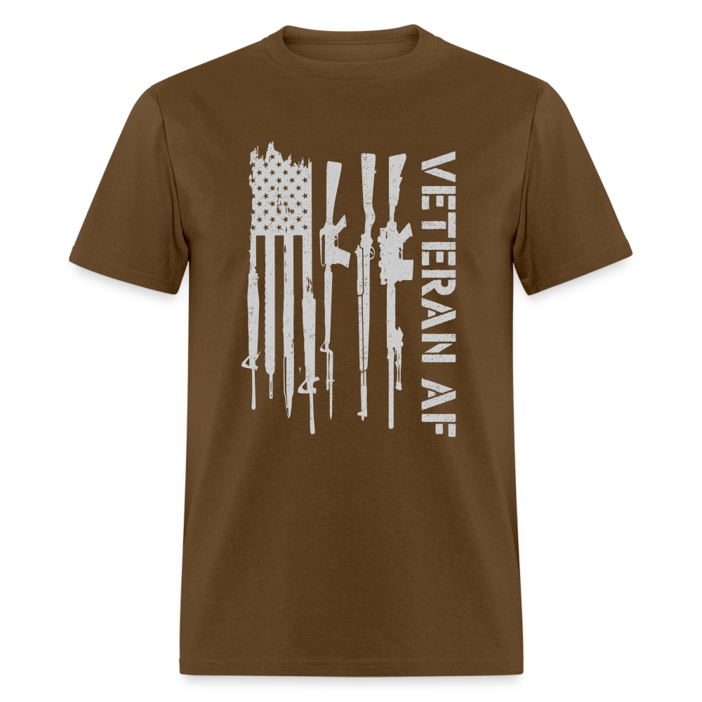 Veteran AF (with Flag) T-Shirt Color: brown
