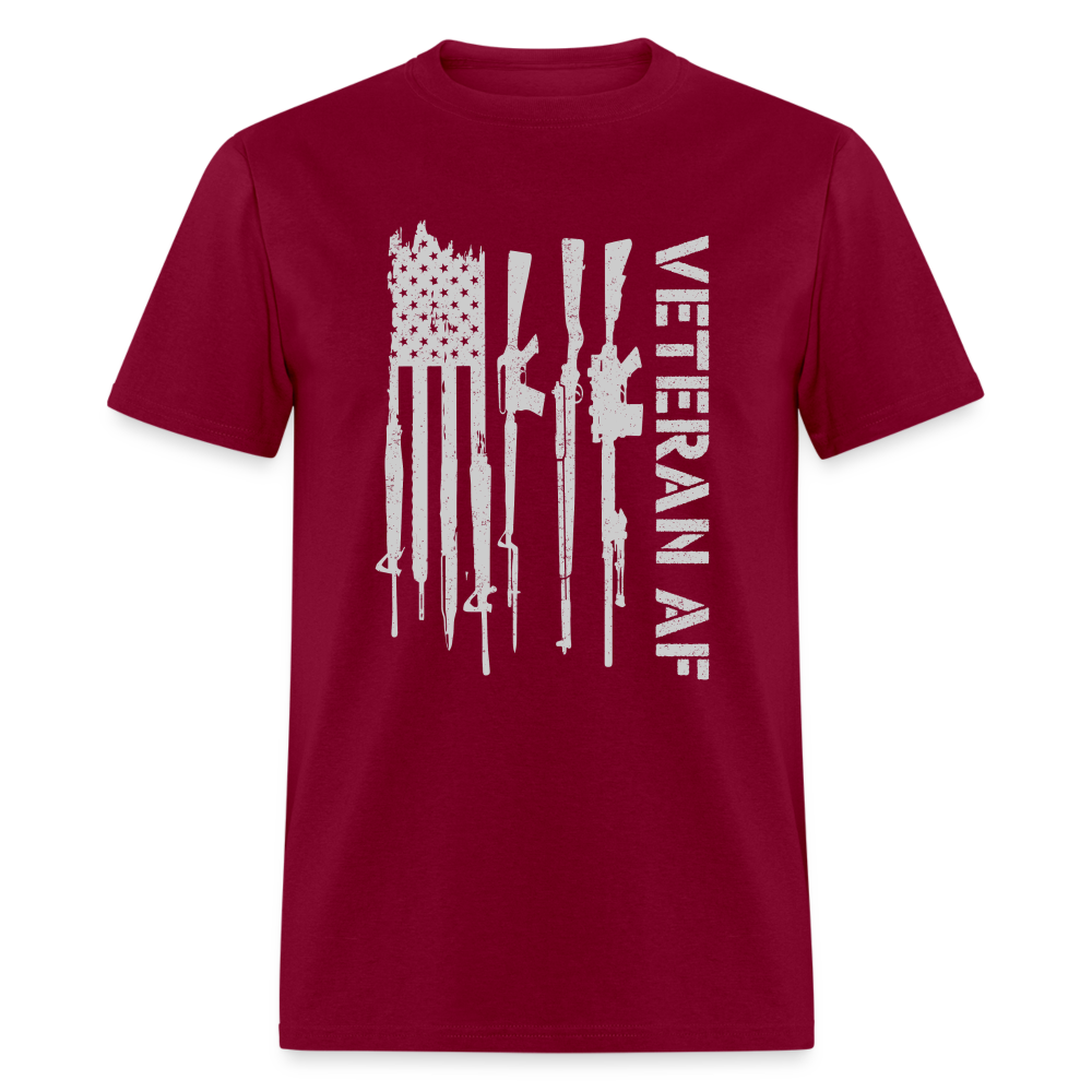 Veteran AF (with Flag) T-Shirt Color: burgundy