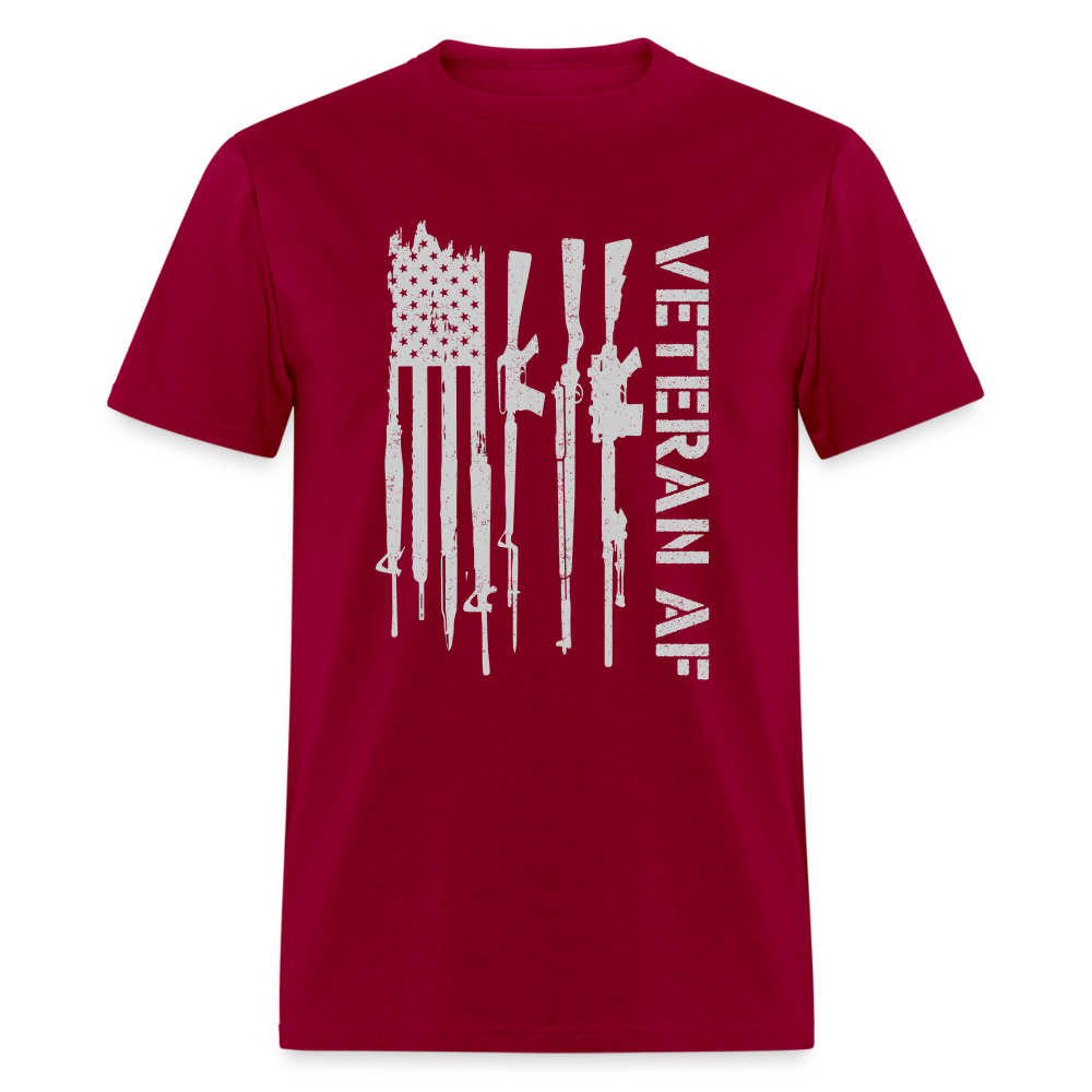 Veteran AF (with Flag) T-Shirt Color: dark red