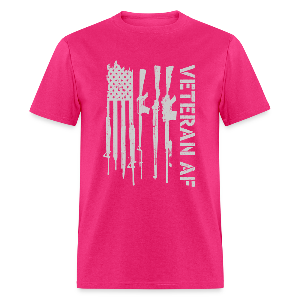 Veteran AF (with Flag) T-Shirt Color: fuchsia