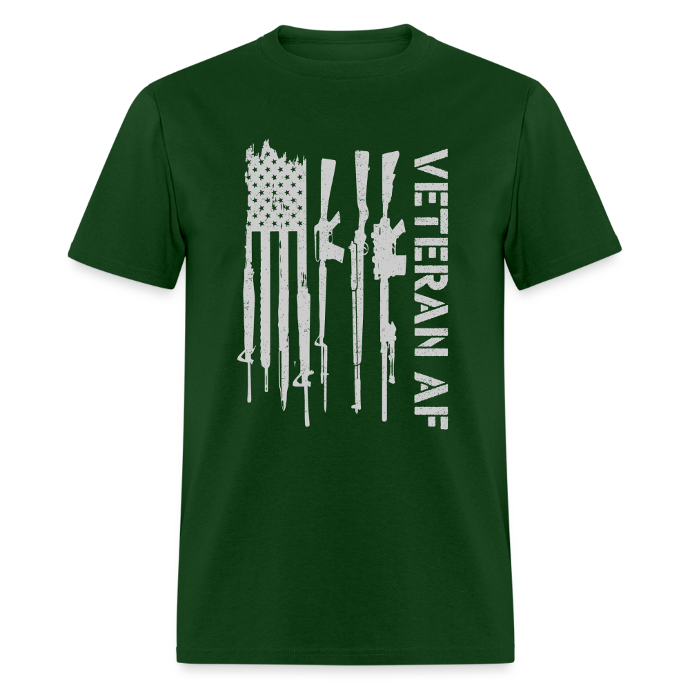 Veteran AF (with Flag) T-Shirt Color: forest green