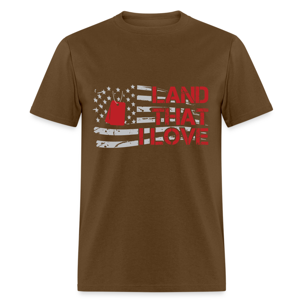 Land That I Love (with American Flag) T-Shirt Color: brown