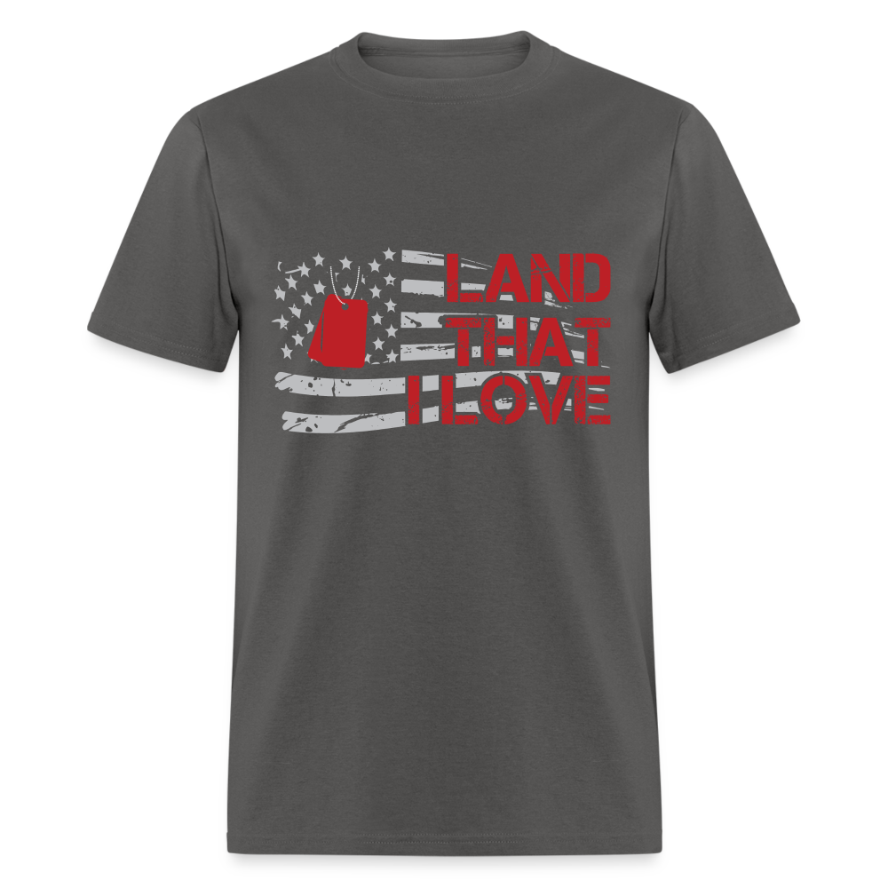 Land That I Love (with American Flag) T-Shirt Color: charcoal