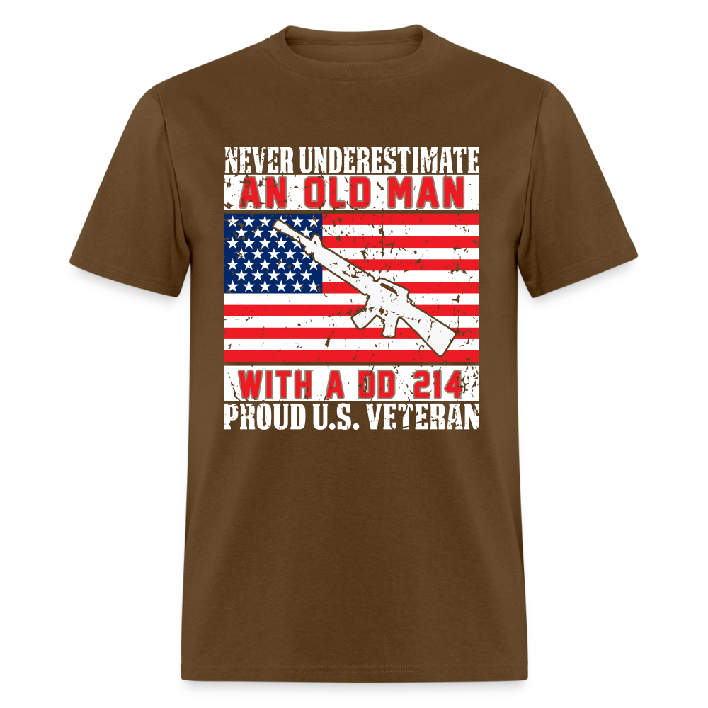 Old Man with A DD214 (Proud US Veteran) T-Shirt Color: brown