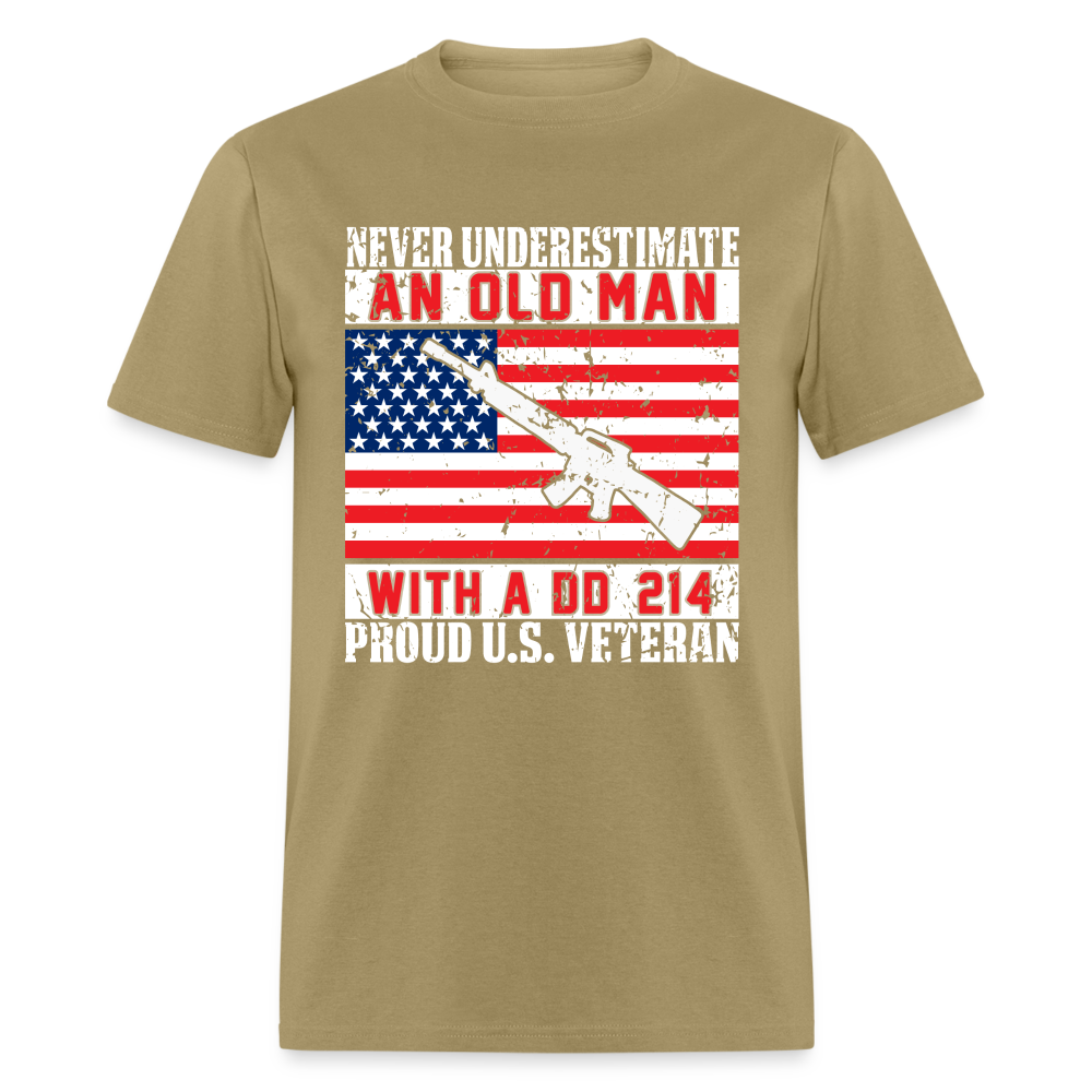 Old Man with A DD214 (Proud US Veteran) T-Shirt Color: khaki
