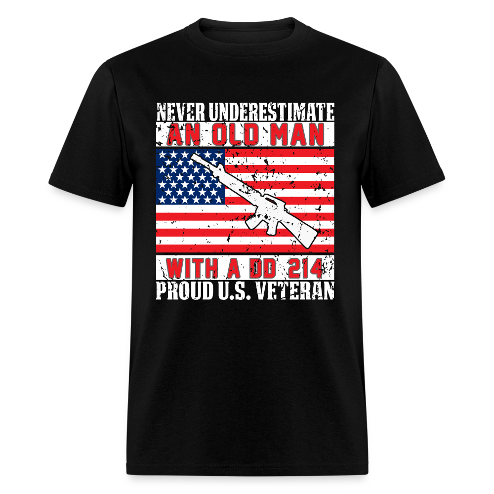 Old Man with A DD214 (Proud US Veteran) T-Shirt Color: black