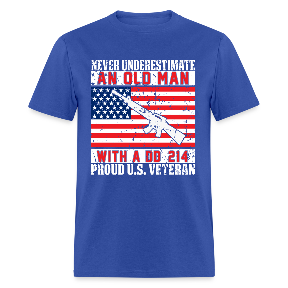 Old Man with A DD214 (Proud US Veteran) T-Shirt Color: royal blue