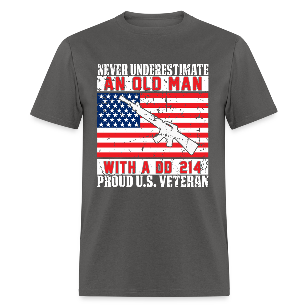 Old Man with A DD214 (Proud US Veteran) T-Shirt Color: charcoal