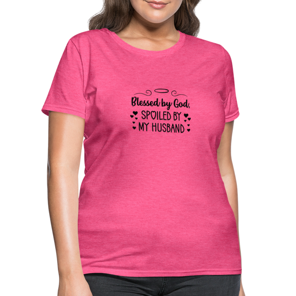 Blessed By God, Spoiled by my Husband T-Shirt - heather pink