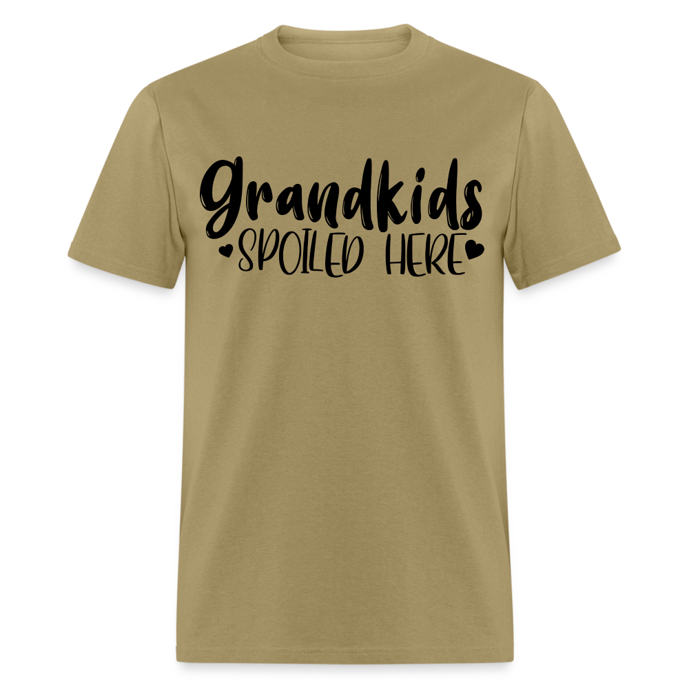 Grandkids Spoiled Here T-Shirt (for Grandfathers) Color: khaki