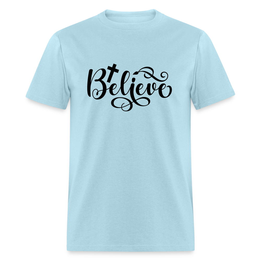 Believe T-Shirt (Cross) - powder blue