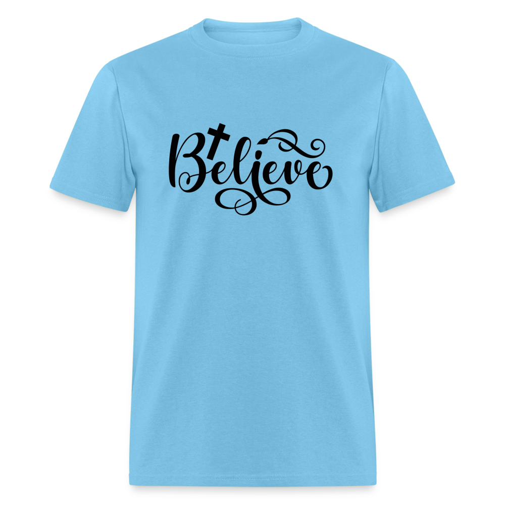 Believe T-Shirt (Cross) - aquatic blue