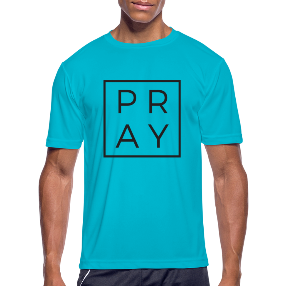Men’s Moisture Wicking Performance Pray T-Shirt Color: turquoise