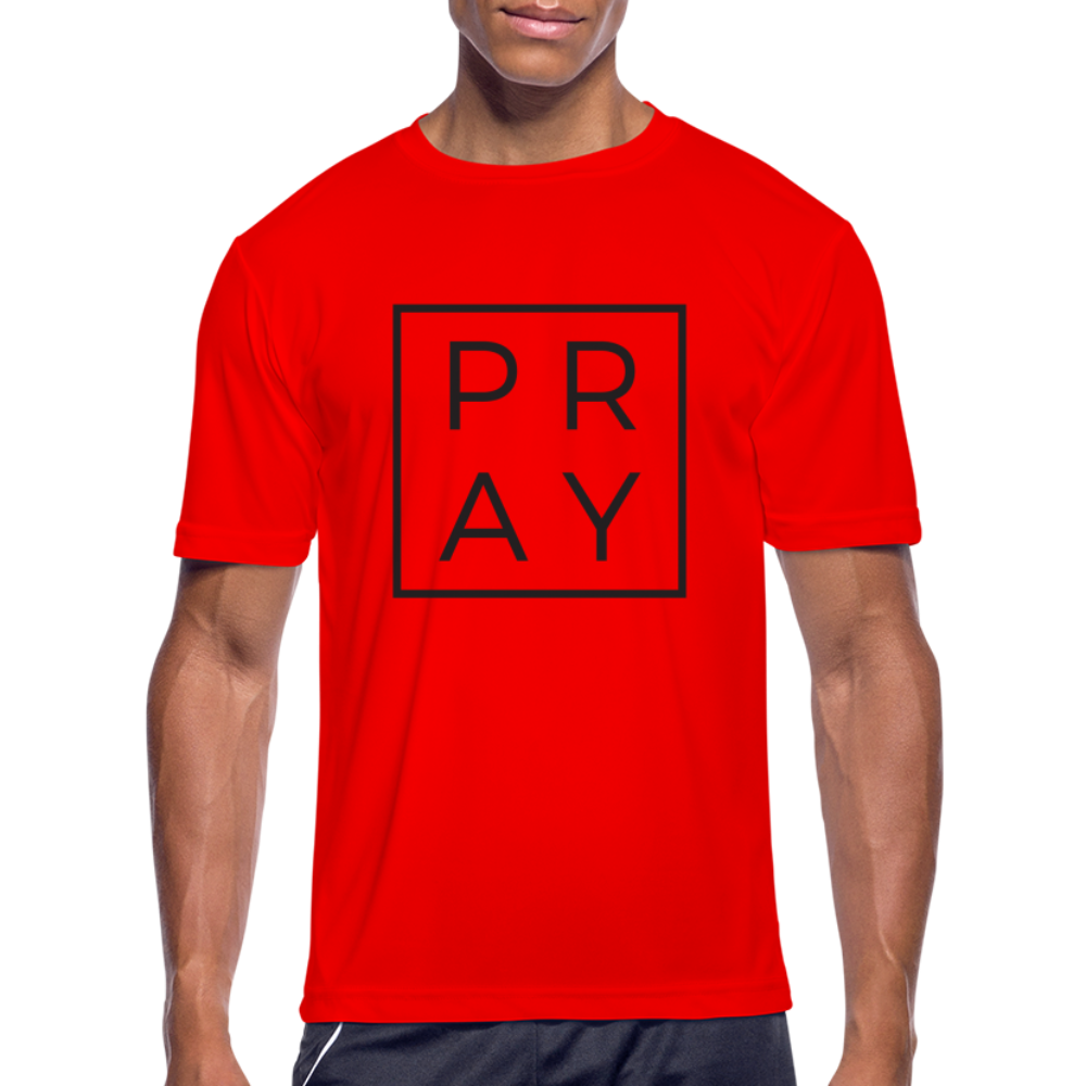 Men’s Moisture Wicking Performance Pray T-Shirt Color: red