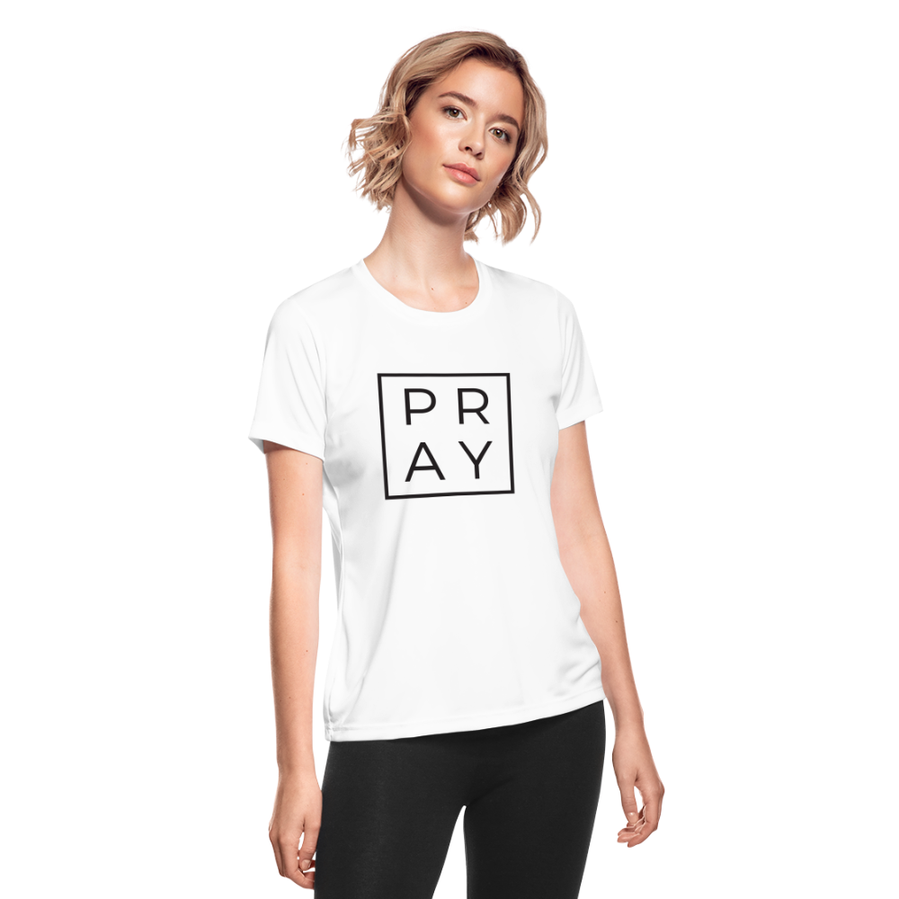 Women's Moisture Wicking Performance PRAY T-Shirt Color: turquoise
