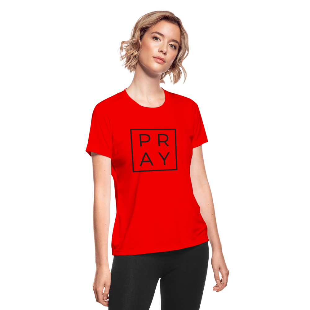 Women's Moisture Wicking Performance PRAY T-Shirt Color: red