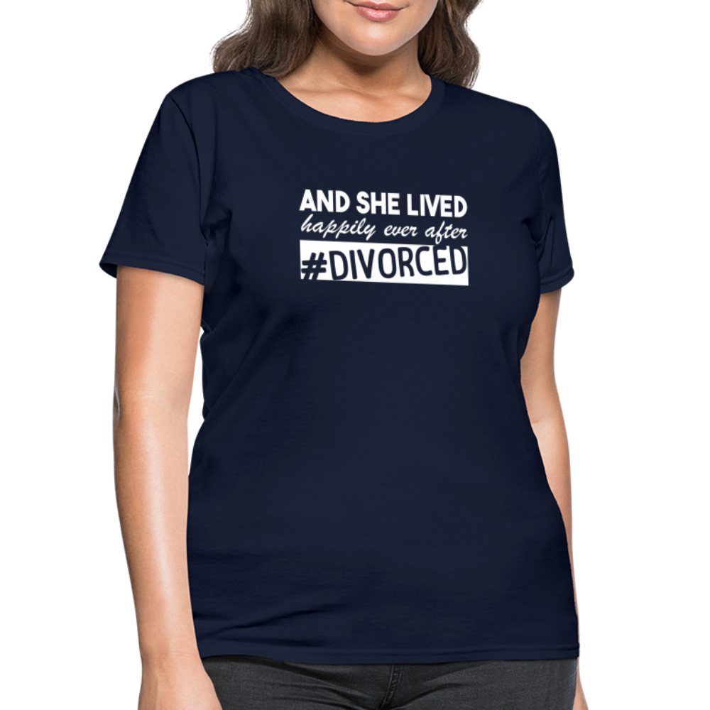 And She Lived Happily Ever After Divorced T-Shirt #Divorced - navy