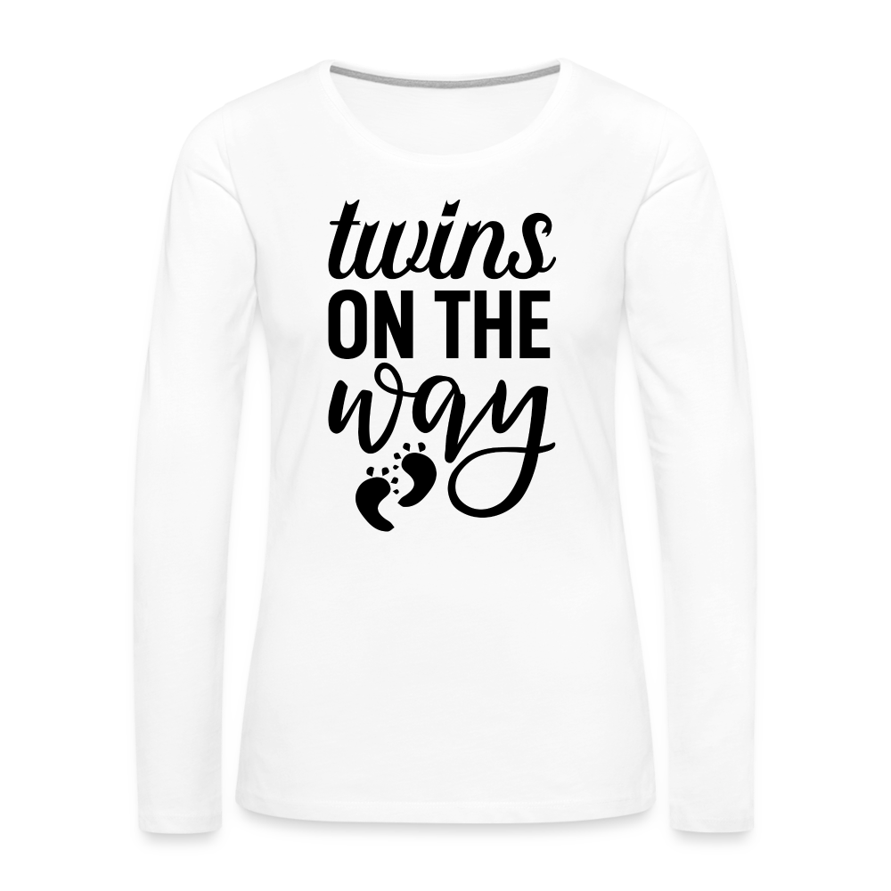 Twins On The Way Premium Long Sleeve T-Shirt - white