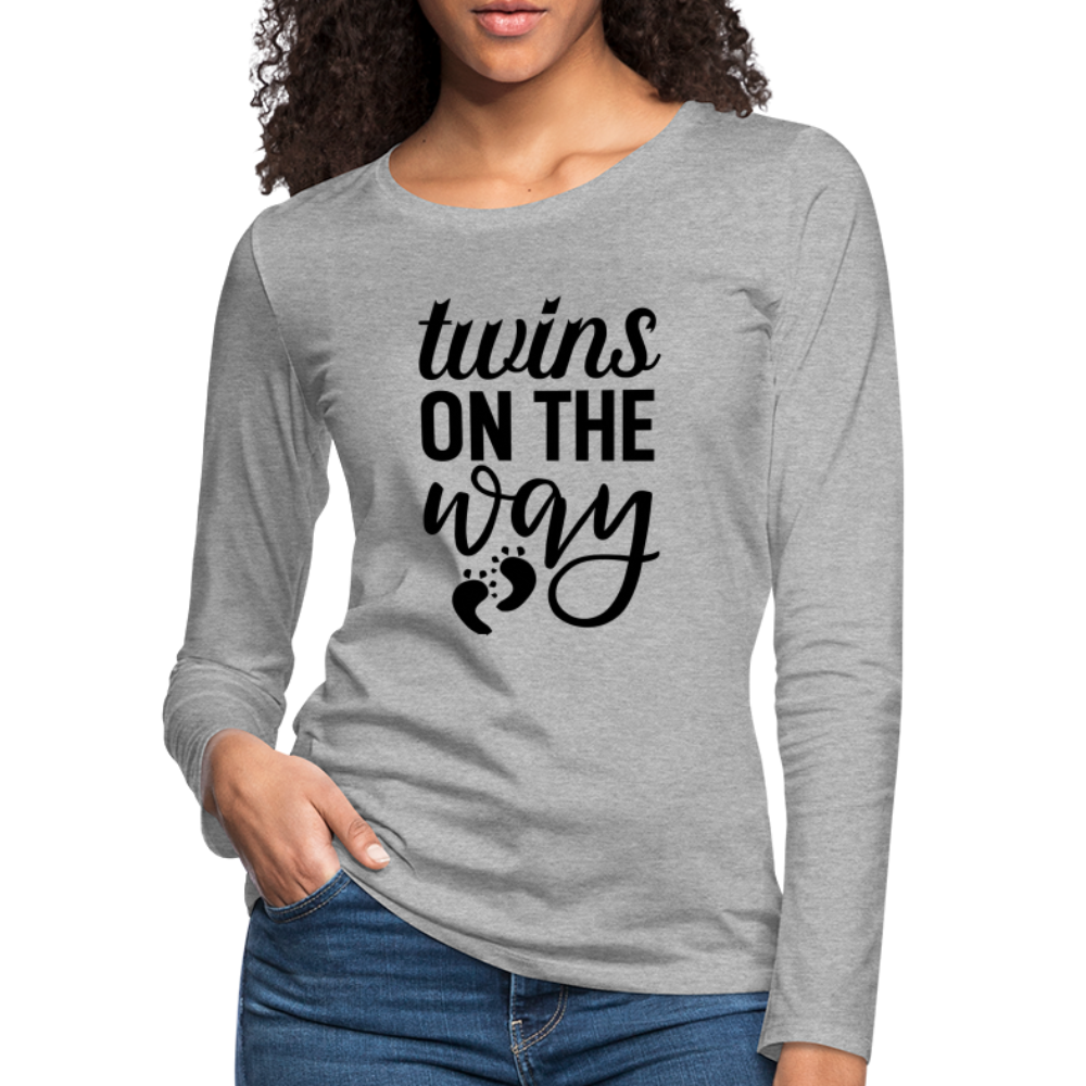 Twins On The Way Premium Long Sleeve T-Shirt - heather gray