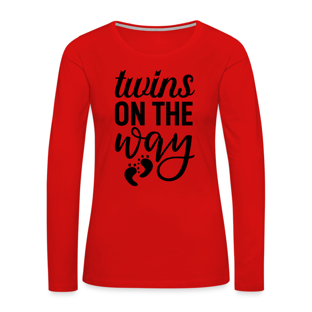 Twins On The Way Premium Long Sleeve T-Shirt - red