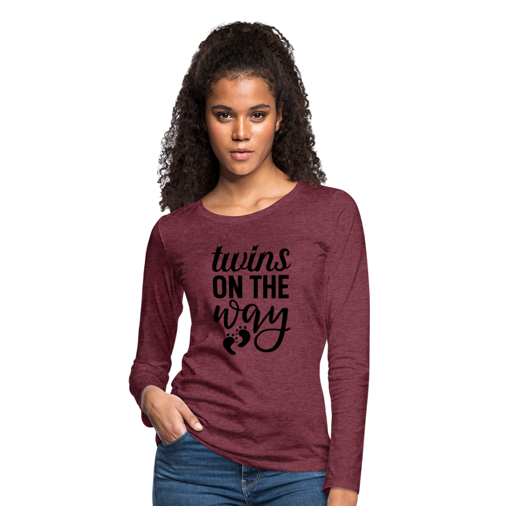 Twins On The Way Premium Long Sleeve T-Shirt - heather burgundy