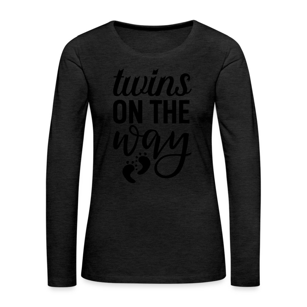 Twins On The Way Premium Long Sleeve T-Shirt - charcoal grey