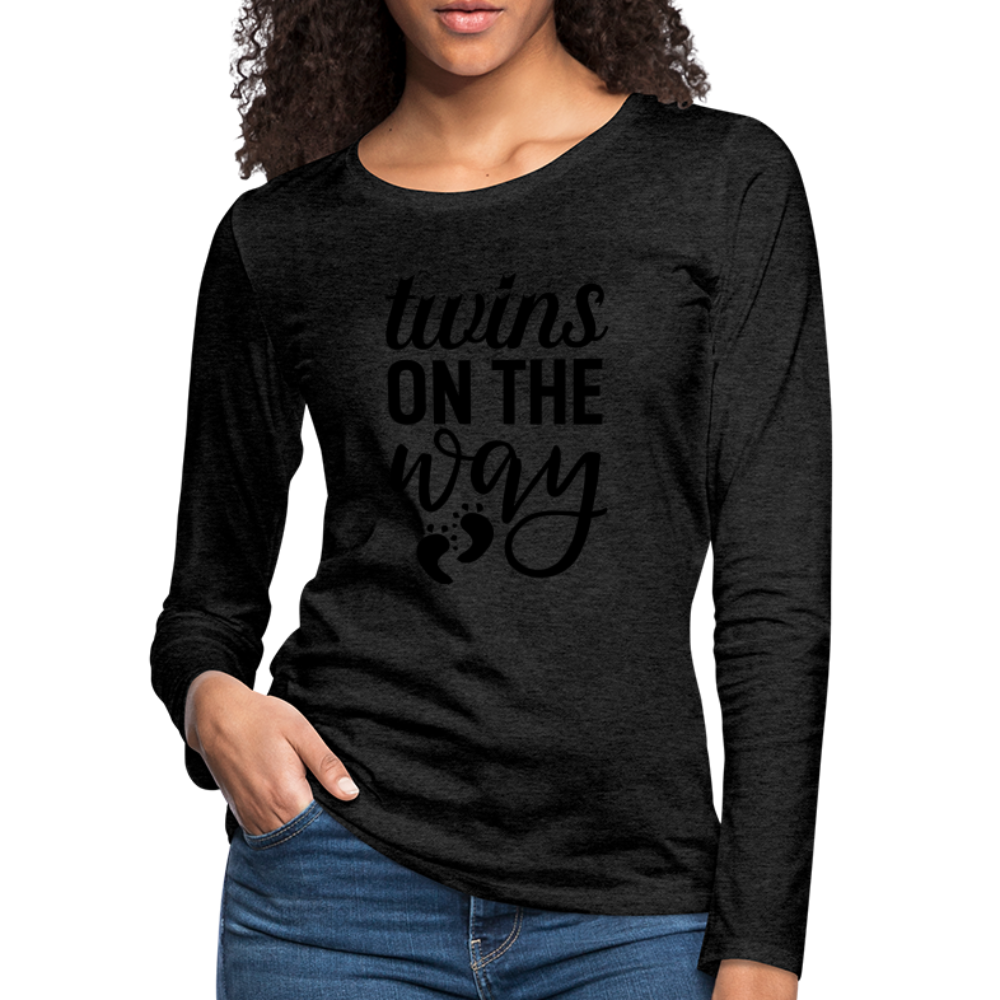Twins On The Way Premium Long Sleeve T-Shirt - charcoal grey